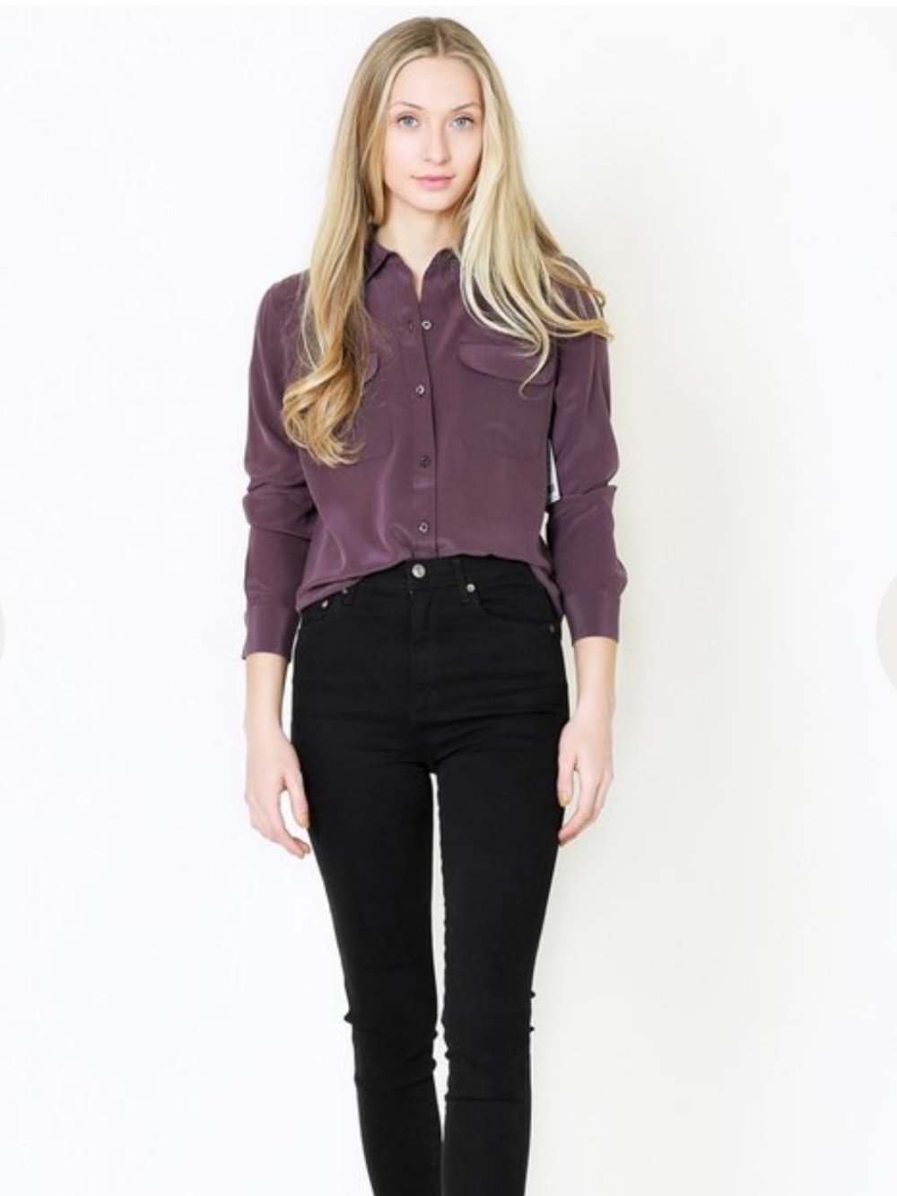 Equipment Slim Signature Silk Blouse In Plum Size XS - Picture 9 of 9